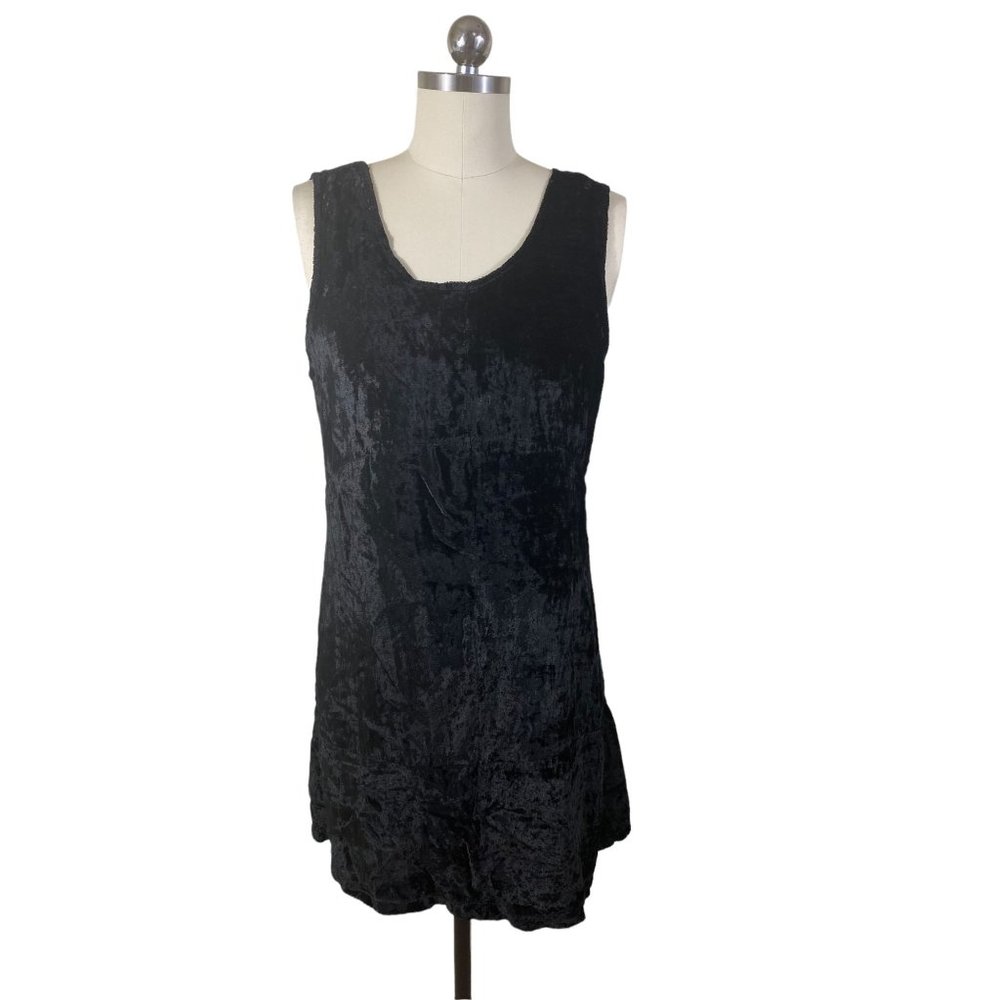 Studio Wear VTG Womens Dress Medium Black Velvet Sleeveless A-Line Cocktail Holi